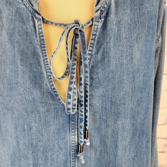 Rails Dress Womens L Mel Drop Waist Denim Fringe vintage wash cowgirl southwest - Picture 8 of 11